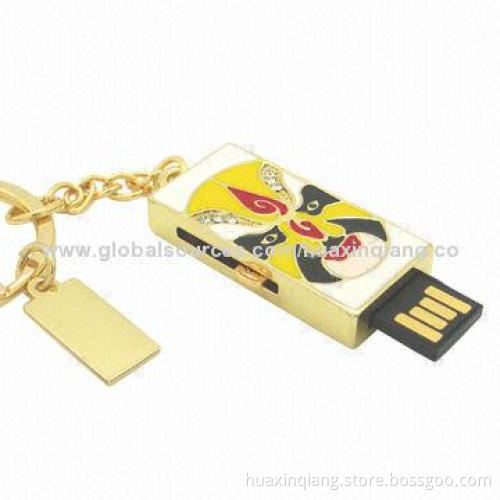 Diamond Face Shape USB Flash/512MB-32GB Capacity/Metal + Diamond Material/USB 2.0/5-year Warranty